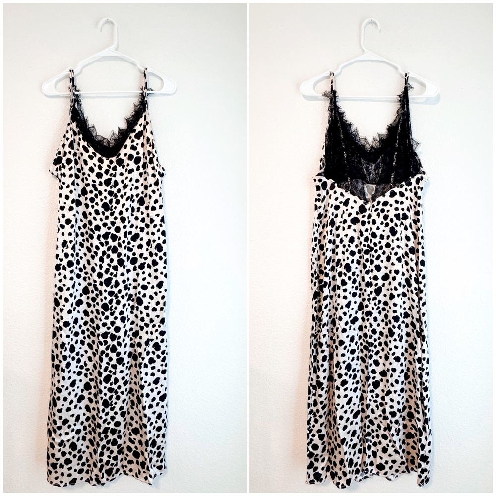 Anthropologie V-Neck Open-Back Slip Midi Dress NWT in Black & White Small - Picture 3 of 15